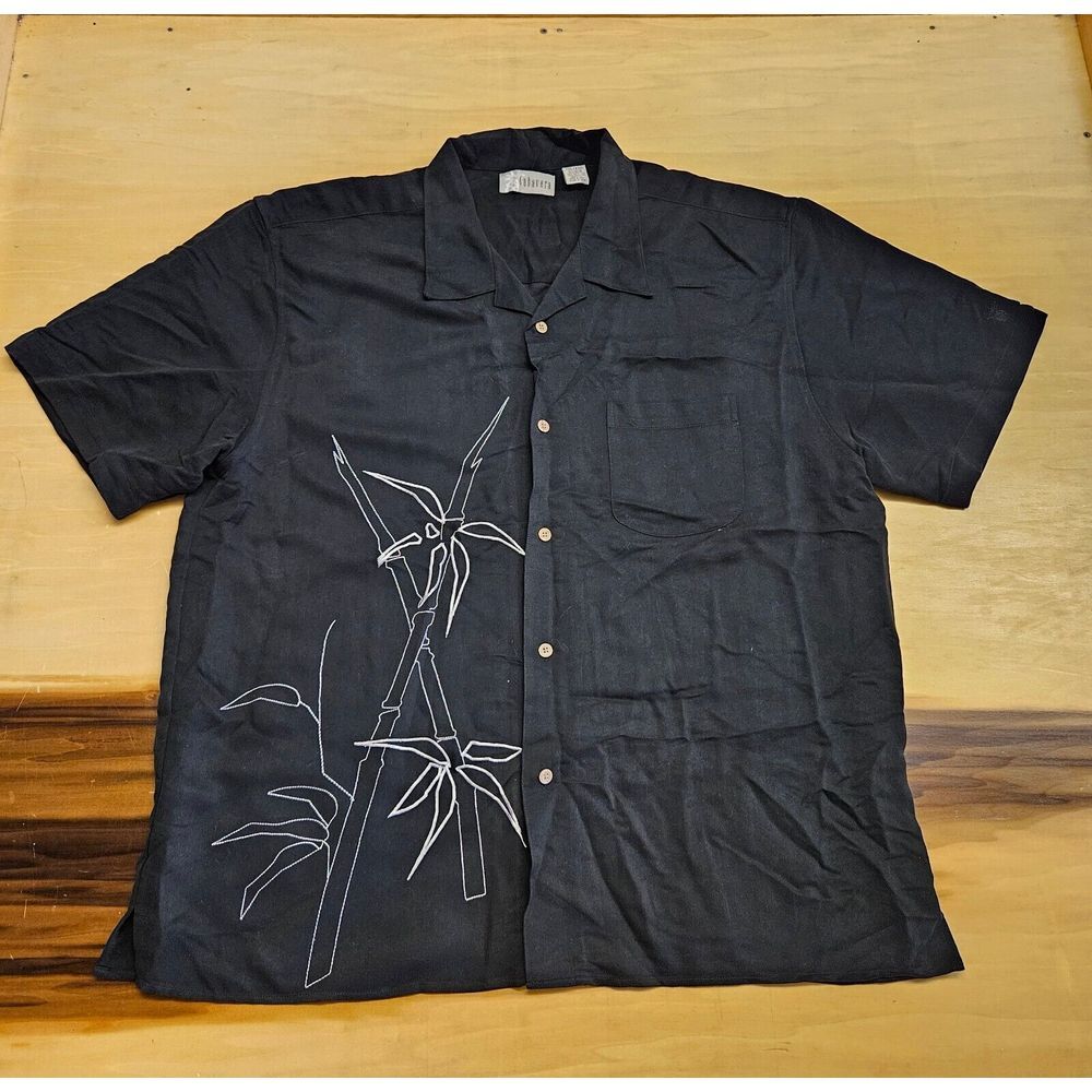 Cubavera Havana Shirt Co Black Short Sleeve Button Down Embroidered Mens XXL